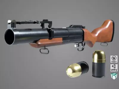 Grenade Launcher 02 Brown Generic PBR Low-poly 3D model