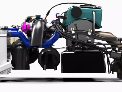 Honda K24 VTEC Engine Low-poly 3D model