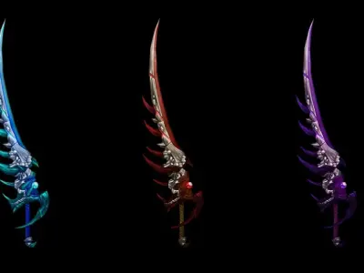 Frozen Bone Long Sword Low-poly 3D model