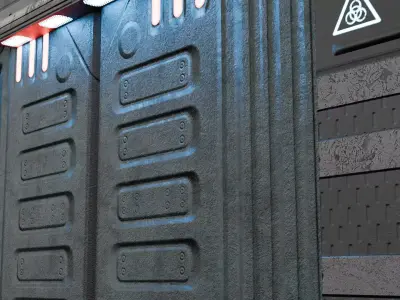 Low Poly Sci-Fi Blast Door Game Ready Low-poly 3D model