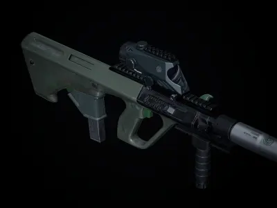 Steyr Aug A1-A3-Para Variants Low-poly 3D model