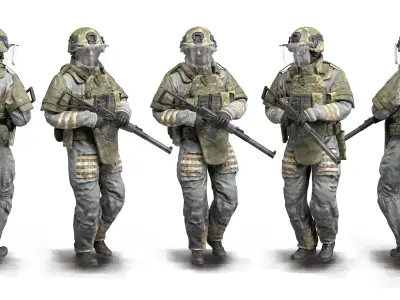 MILITARY Game Ready Character Russian Assault Soldier Low-poly 3D model