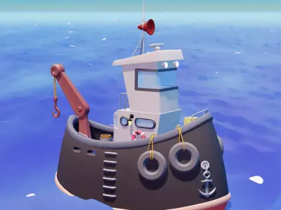 stylized fishing boat Low-poly 3D model