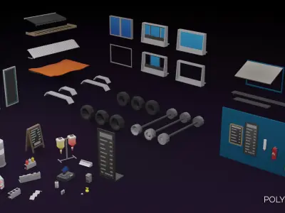 Food Trailers - PolyPack - Low Poly Assets Low-poly 3D model