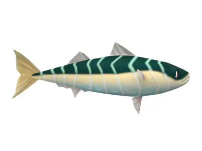 Blue Mackerel Animated Fish Low-poly 3D model