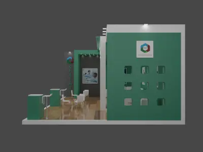 Modern Exhibition Booth Design 20x40x12 Low-poly 3D model