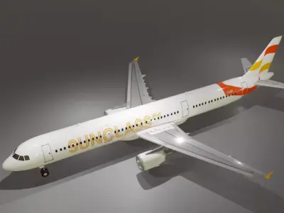 Sunclass airbus a321-211 low poly 3D Model  Low-poly 3D model