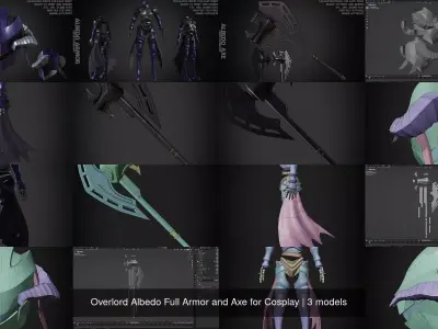 Overlord Albedo Full Armor and Axe for Cosplay 3D Model Collection