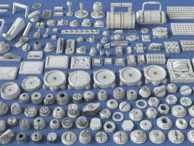 Industrial Kitbash - 9 - 156 pieces 3D model