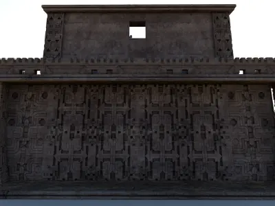 Modular preColumbian temple building with PBR textures 3D model