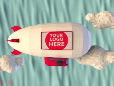 Cartoon Airship Low-poly 3D model