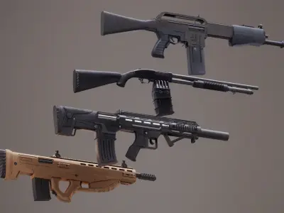 Shotgun Set 1 gun Low-poly 3D model