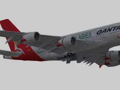Airbus A380 Qantas VH-OQH Low-poly 3D model