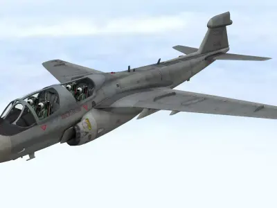 Fighter jet flying in sky Plane 3D model Low-poly 3D model