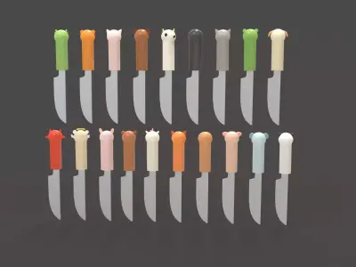 Cartoon Knifes Pack 01 Low-poly 3D model