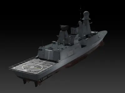 Horizon class destroyer FS Forbin Low-poly 3D model