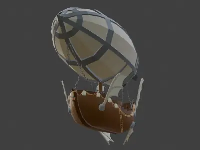 Fantasy Flying Airship Low-poly 3D model