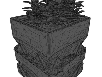 Modern Geometric Concrete Planter 3D model