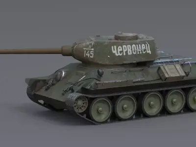 T-34-85 - damaged version 3D model
