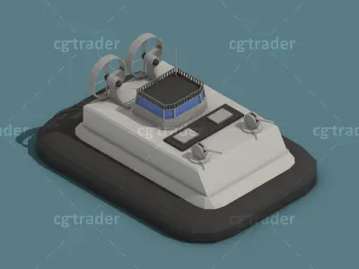 Low Poly Military Boats Isometric Icon Low-poly 3D model