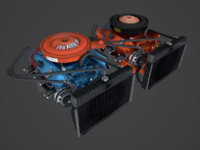 MOPAR V8 lowpoly Low-poly 3D model