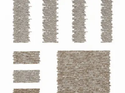 Wall stone clincer panel many part n1 3D model