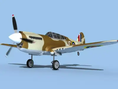 Curtiss P-40F Tomahawk V05 RAF 3D model