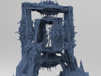 Mars Sci-Fi Monolith Massive structure 8 3D model