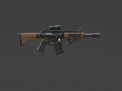 Compact AR Style Rifle  Stylized Low Poly Gun 3D model