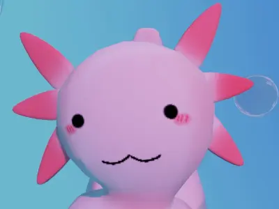 Cute low poly Axolotl Low-poly 3D model