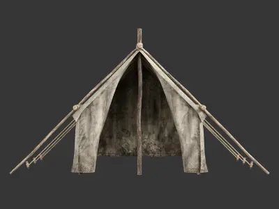 Medieval Crude Camp Tent Medium Low-poly 3D model