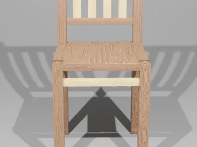 Wooden Chair Low-poly 3D model 20
