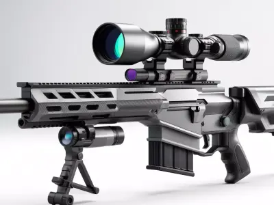 Futuristic Sniper Rifle with Scope 3D model