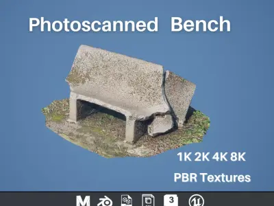 Bench 3D Scan - Low-poly 3D model Low-poly 3D model