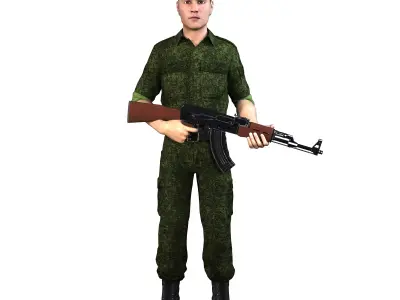 Russian Soldier 3D model Low-poly 3D model