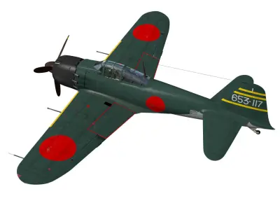 A6M5 Zero fighter Type 52  3D model
