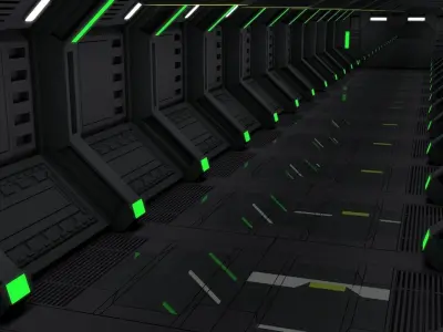 Sci Fi Spaceship Corridor 3D model