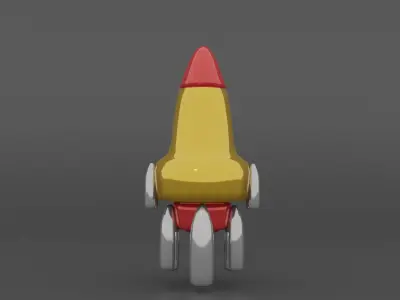yellow rocket Low-poly 3D model