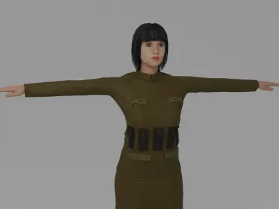 WWI Soldier Woman Low-poly 3D model
