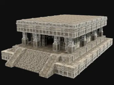 ANCIENT TEMPLE PYRAMID AZTEC MAYAN INCA PLATFORM RUIN COLLECTION Low-poly 3D model