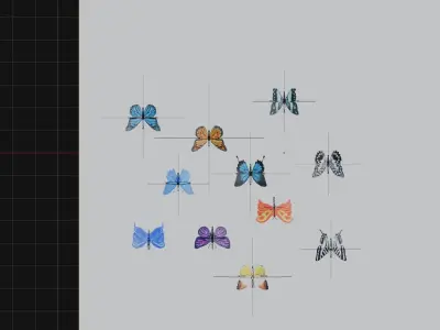 Butterfly Set 11 pieces Low Poly Free low-poly 3D model