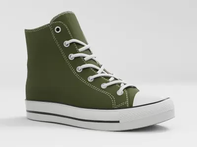 Converse All Star Style Unisex - Shoe Green PBR Low-poly 3D model