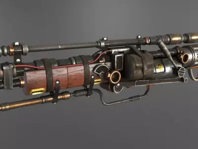 Steampunk Gun Low-poly 3D model