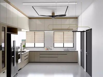 Modern Kitchen Free 3D model 10