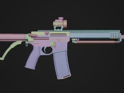 AR15 223 Rifle Game Ready Low-poly 3D model
