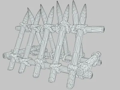 Wooden Barricade Defense PBR Low-poly 3D model