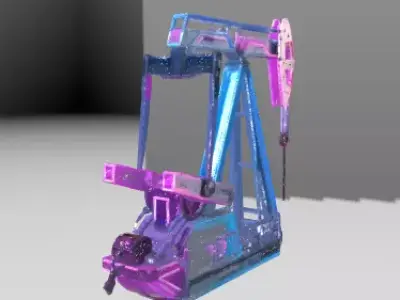 Cyberpunk Sci-Fi Oil Pumpjack - Futuristic Neon 3D Model Low-poly 3D model