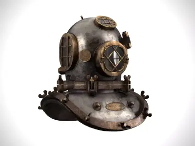 Old Diving Helmet - MKI - 5 Bolt 3D model