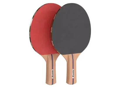 Table tennis paddles red with balls Low-poly 3D model