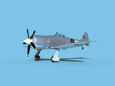 Hawker Sea Fury MKII V07 RN 3D model